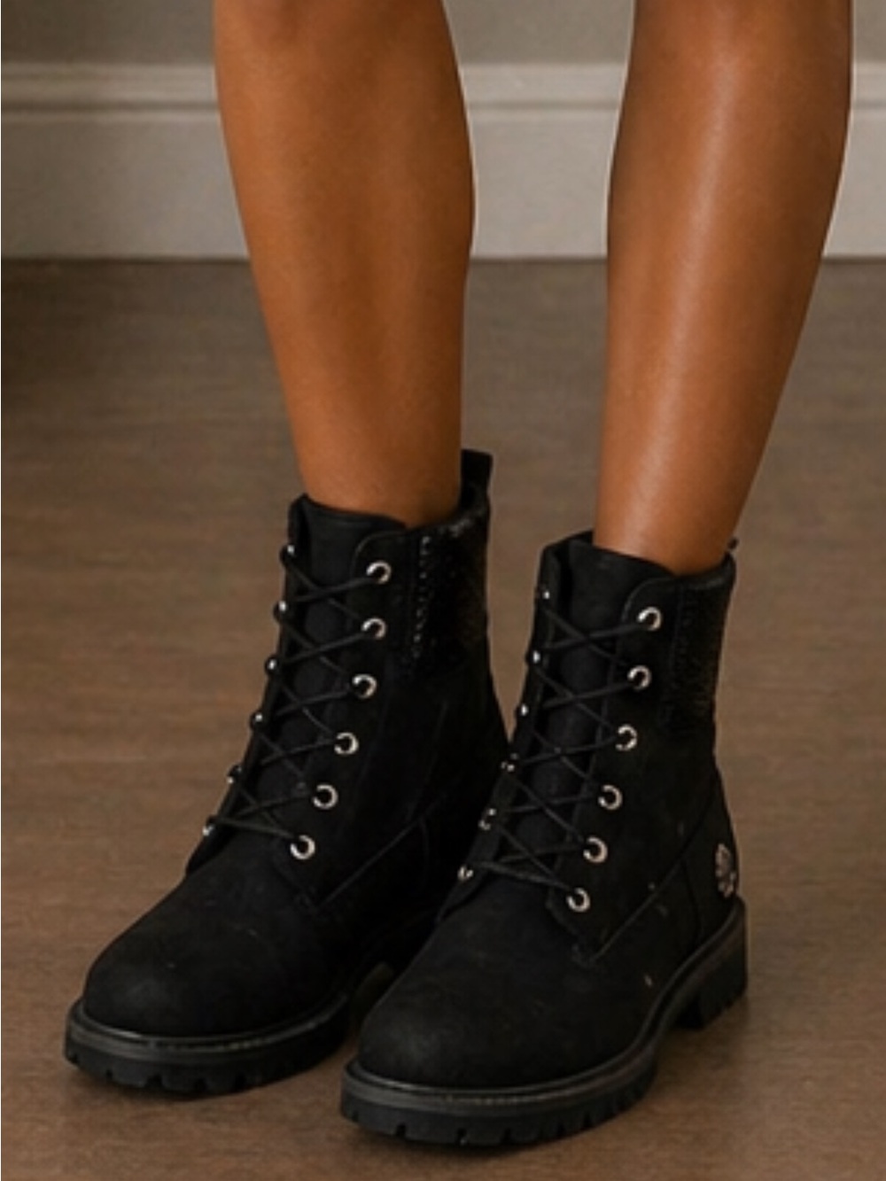 Jimmy Choo Black Suede Combat Boots Rare sz 9